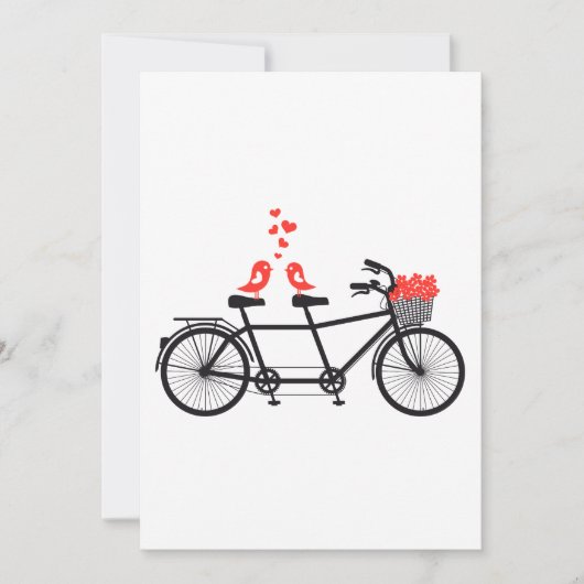 Uitnodigingtandem fiets met schattige liefdesvogel kaart (Voorkant)