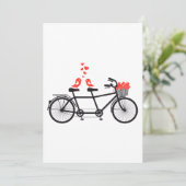 Uitnodigingtandem fiets met schattige liefdesvogel kaart (Staand voorkant)