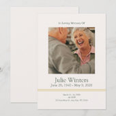 Uitnodigingtemplate rouwdienst – Beige & Groen Kaart (Voorkant / Achterkant)