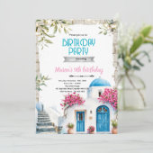 Uitnodigingtemplate Santorini-verjaardag Kaart (Staand voorkant)