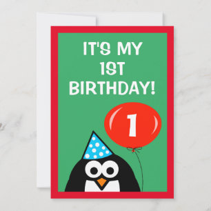 Uitnodigingtemplate voor 1e verjaardagsfeestje voo kaart