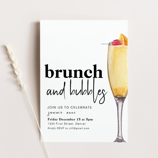 Uitnodigingtemplate voor Brunch en Bubbel Feestje Kaart
