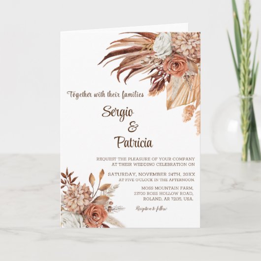 Uitnodigingtemplate voor een rustieke trouwdag (Voorkant)