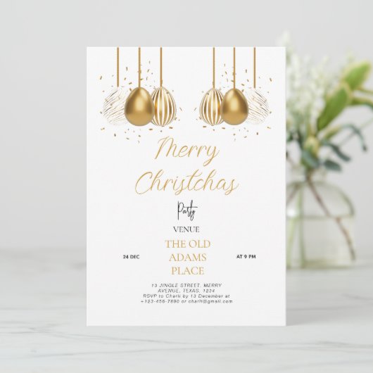 Uitnodigingtemplate voor kerstfeest kaart (Staand voorkant)