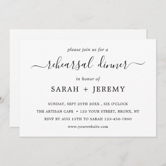 Uitnodigingtemplate voor repetitie diner 01 kaart (Voorkant / Achterkant)