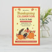 Uitnodigingtemplate voor Thanksgiving-feest Kaart (Staand voorkant)