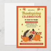 Uitnodigingtemplate voor Thanksgiving-feest Kaart (Voorkant / Achterkant)