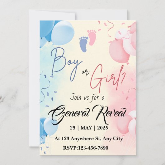 Uitnodigingtemplates voor geslachtsonthullingspart feestdagenkaart (Voorkant)