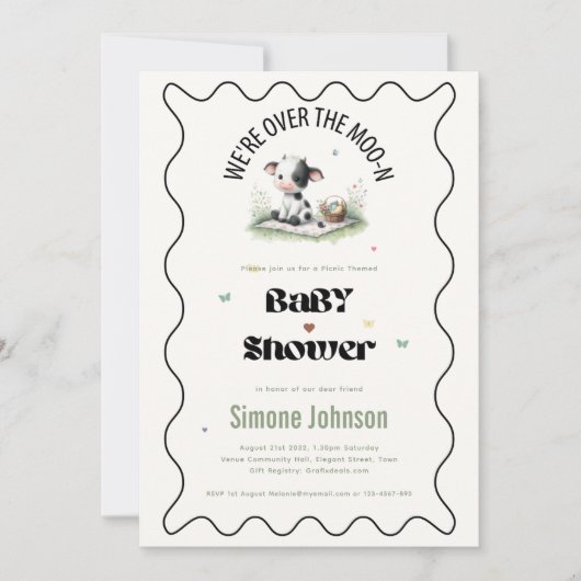 Uitnodigingtemplates voor online koebelletjes baby kaart (Voorkant)