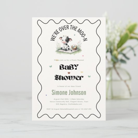 Uitnodigingtemplates voor online koebelletjes baby kaart (Staand voorkant)