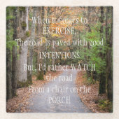 Uitoefening en goede voornemens glazen onderzetter (Voorkant)