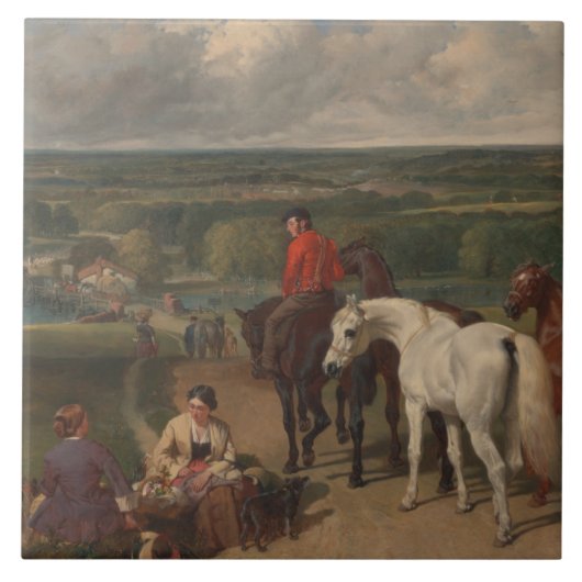 Uitoefening van koninklijke paarden (paardenkunst) tegeltje (Voorkant)