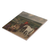 Uitoefening van koninklijke paarden (paardenkunst) tegeltje (Zijkant)