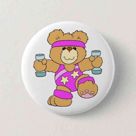 Uitoefening van Teddy Bear Ronde Button 5,7 Cm (Voorkant)