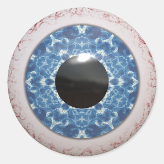 Uitpuilend bloeddoorlopen blauw oog ronde sticker (Voorkant)
