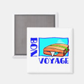 Uitpuilende koffer vol bagage: "Bon Voyage!" Magneet (Voorkant / Achterkant)