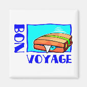 Uitpuilende koffer vol bagage: "Bon Voyage!" Magneet (Voorkant)