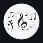 Uitpuilende magneet Muzieknoten<br><div class="desc">Een originele illustratie met muzieknotities.</div>