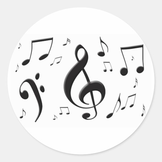 Uitpuilende Muzieknoten Sticker (Voorkant)