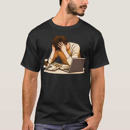 Uitputting Dagelijks Leven Digitale Overbelasting  T-shirt (Voorkant)