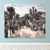 Uitreiking Golden Spike Railroad 1869 Canvas Afdruk (Insitu (Houten vloer))