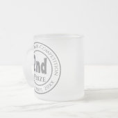 Uitreiking wedstrijd 2e prijs Trophy bekroond glas Matglas Koffiemok (Voorkant links)