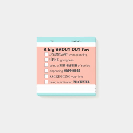 Uitroep erkenning werknemers na toekenning post-it® notes (Voorkant)