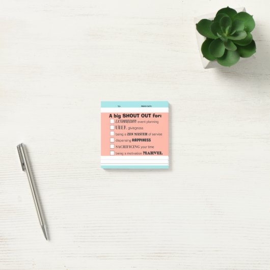 Uitroep erkenning werknemers na toekenning post-it® notes (Kantoor)