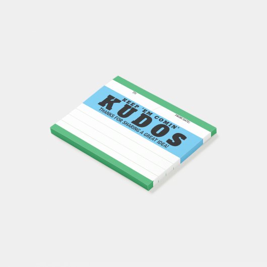 Uitroep grote ideeënherkenningsprijs na ontvangst post-it® notes (Schuin)