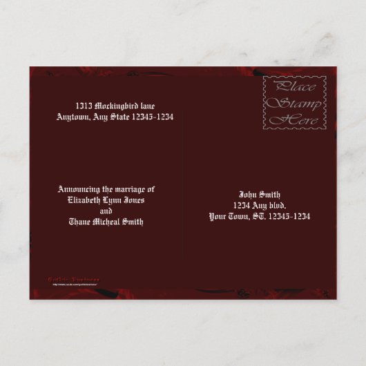 Uitroeping Vampier Gotische Bruiloft Aankondigingskaart (Achterkant)