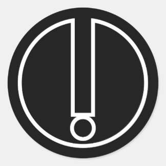 Uitroepteken Symbool in zwarte cirkel Ronde Sticker