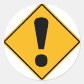 Uitroepteken wegteken! ronde sticker (Voorkant)