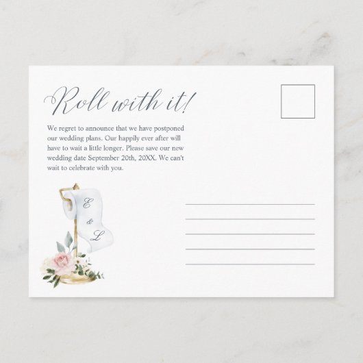 Uitrollen van onze nieuwe datum | Roze folietpapie Aankondigingskaart (Achterkant)