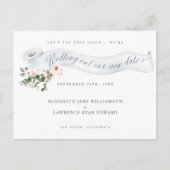 Uitrollen van onze nieuwe datum Toilet Papierroze  Aankondigingskaart (Voorkant)