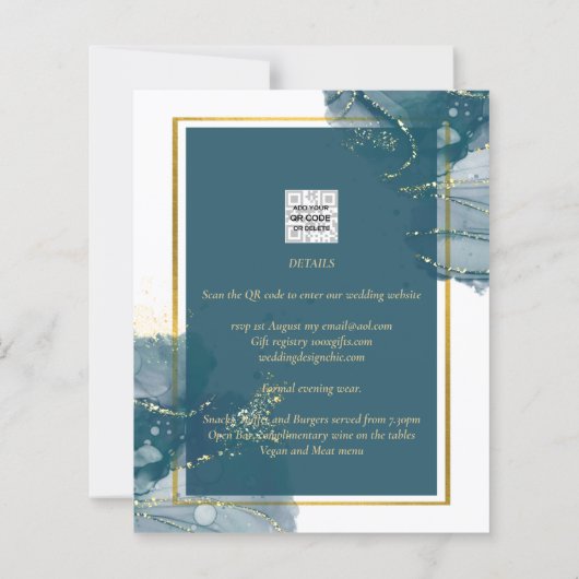 UITROUWEN TROUWEN Pauw Blauw Gouden Trouw Uitnodig (Achterkant)