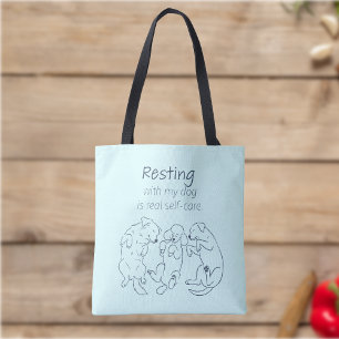 Uitrusten met mijn honden-tas zelfzorg ijsblauw tote bag