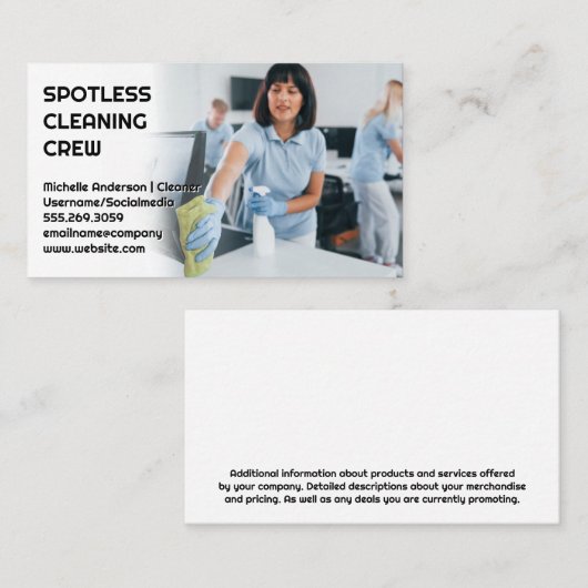 Uitrusting voor reiniging van reinigingsinstallati visitekaartje (Voorkant / Achterkant)