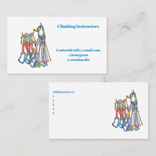 Uitrusting voor rottenbeklimpers visitekaartje (Voorkant / Achterkant)