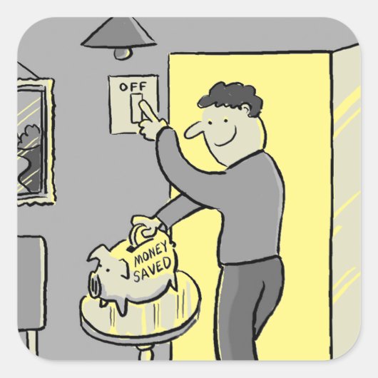 Uitschakelen van lampje Energiebesparend vierkant  Vierkante Sticker (Voorkant)