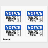 UITSCHAKELEN WANNEER NIET IN GEBRUIK RECHTHOEKIGE STICKER (Vel)