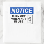 UITSCHAKELEN WANNEER NIET IN GEBRUIK RECHTHOEKIGE STICKER (Tas)