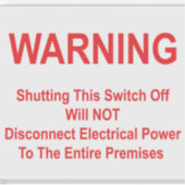 Uitschakelen Zal GEEN Energie naar het Gebouw Uits Sticker (Voorkant)