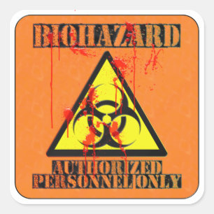 Uitsluitend bevoegd personeel voor biogevaar vierkante sticker