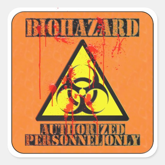 Uitsluitend bevoegd personeel voor biohazard vierkante sticker (Voorkant)