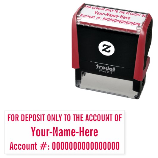 "UITSLUITEND TE STORTEN OP REKENING VAN" Rubber St Zelfinktende Stempel (In situ)