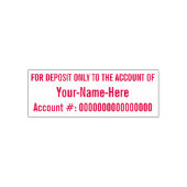 "UITSLUITEND TE STORTEN OP REKENING VAN" Rubber St Zelfinktende Stempel (Design)