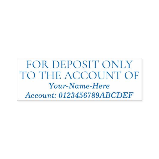 "UITSLUITEND TE STORTEN OP REKENING VAN" Rubber St Zelfinktende Stempel (Design)