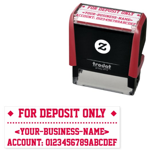 "UITSLUITEND VOOR DEPOSITIE" + Rubberstempel Zelfinktende Stempel (In situ)
