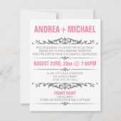 Uitsluitend voor roze en grijze bruiloft kaart (Voorkant)