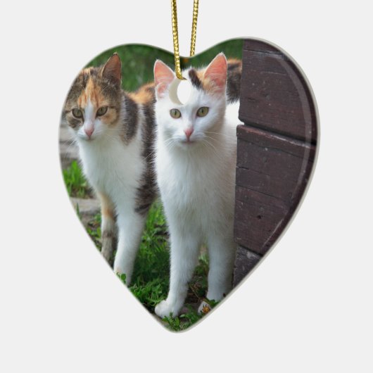 Uitspelen van katten keramisch ornament (Links)